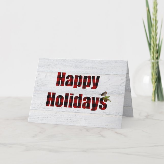 Tarjeta Felices fiestas de búfalo y pájaro (Anverso)