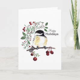 Tarjeta Felices Fiestas de Chickadee