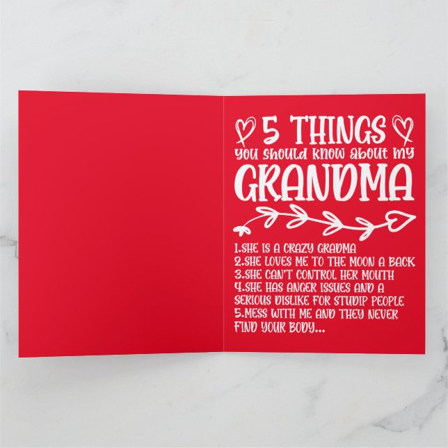 Tarjeta Felices Fiestas Divertidas Abuela (Interior)