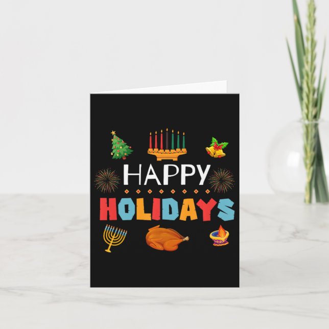 Tarjeta Felices Fiestas Diwali Kwanzaa Hanukkah (Anverso)