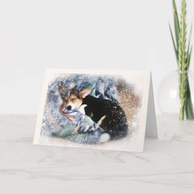 Tarjeta Felices Fiestas Dormiendo Puppy (Anverso)