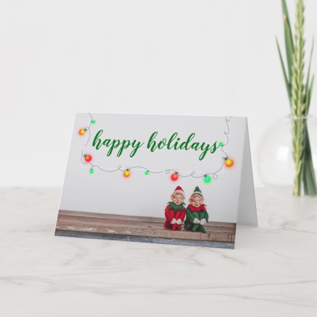 Tarjeta Felices Fiestas Elfos (Anverso)