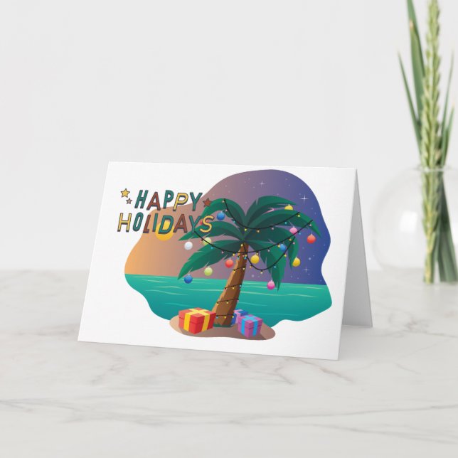 Tarjeta Felices Fiestas en la Playa Blank (Anverso)