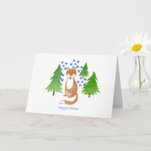 Tarjeta Felices fiestas Fox en el bosque.