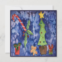 Felices Fiestas Iconos Clásicos de Navidad Acuarel
