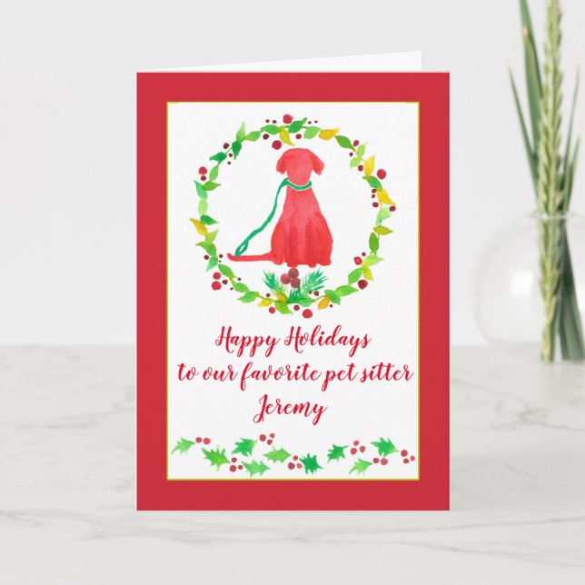 Tarjeta Felices fiestas Mascota Sitter Dog Walker (Anverso)