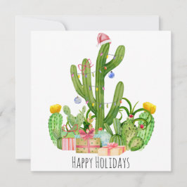 Tarjeta Felices Fiestas Navidades Cactus Greeting