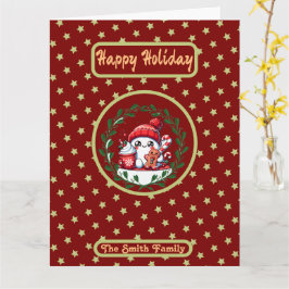 Tarjeta Felices Fiestas Navidades de Oro Rojo Foto