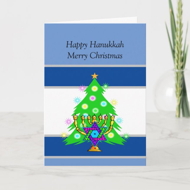 Tarjeta Felices fiestas Navidades y Hanukkah (Anverso)