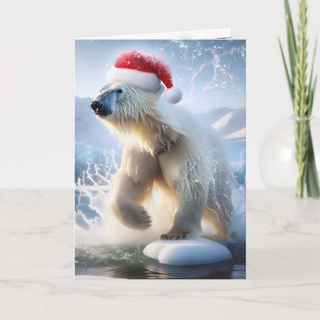 Tarjeta Felices Fiestas Oso Polar (Anverso)
