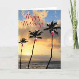 Tarjeta Felices Fiestas Palm Trees & Stockings