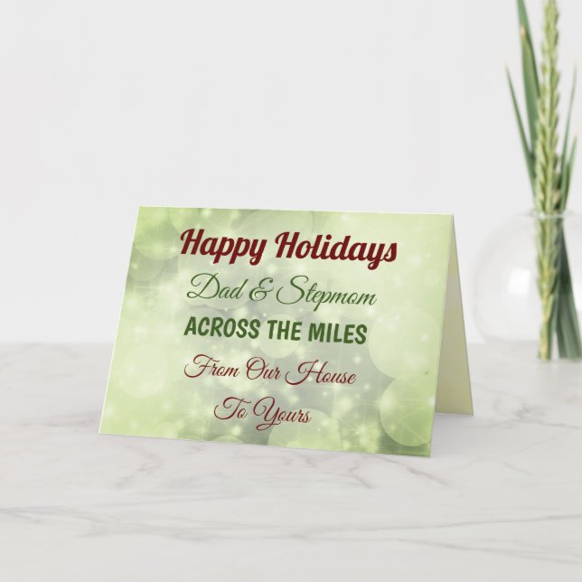 Tarjeta Felices Fiestas, papá y su mamá a lo largo de los  (Anverso)