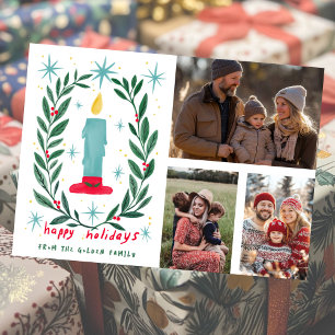 Tarjeta Felices fiestas PERSONALIZADOS 3 FOTOS