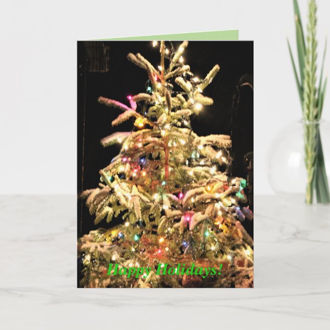 Tarjeta Felices fiestas! Real Tree Real Snow!Real Navidade (Anverso)