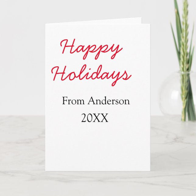 Tarjeta Felices fiestas rojo negro amor familia nombre año (Anverso)