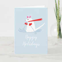 Felices Fiestas Saludo de Navidad para Ski Mouse