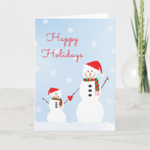 Tarjeta Felices fiestas Snowman Santa Hat