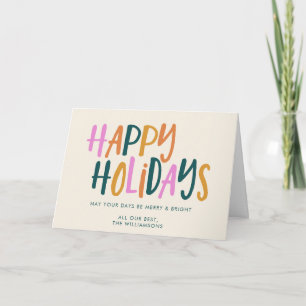Tarjeta Felices Fiestas Tipografía Colorida Personalizad