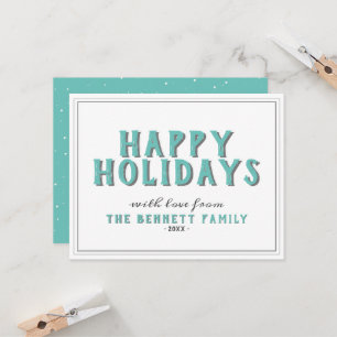 Tarjeta Felices Fiestas Tipografía Turquesa Navidad