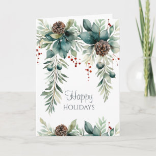 Tarjeta Felices Fiestas Verde Invernal 