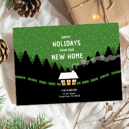 Tarjeta Felices Fiestas Verdes desde nuestro Nuevo Hogar