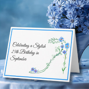 Tarjeta Felices Flores de Aster Azul, 25 de Septiembre