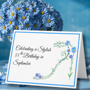 Tarjeta Felices Flores de Aster Azul, 55 de Septiembre