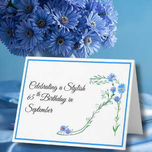 Tarjeta Felices Flores de Aster Azul, 65 de Septiembre
