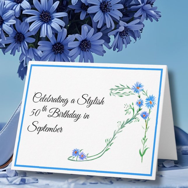 Tarjeta Felices Flores de Aster Azul del 50 de Septiembre (Subido por el creador)