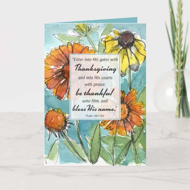 Tarjeta Felices Flores de Salmo de la Escritura de Acción  (Anverso)