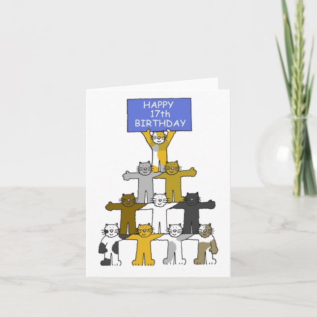 Tarjeta Felices gatos de cumpleaños número 17 (Anverso)