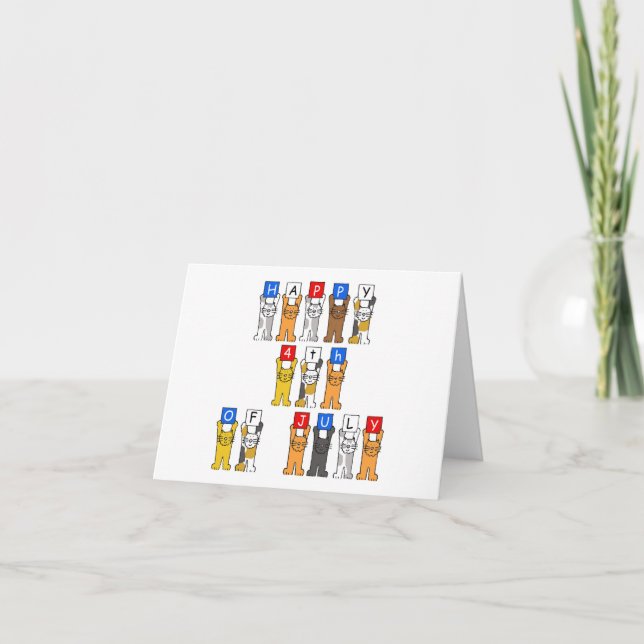 Tarjeta Felices gatos Personalizados del 4 de julio (Anverso)