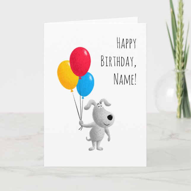 Tarjeta Felices globos de cachorro de cumpleaños (Anverso)