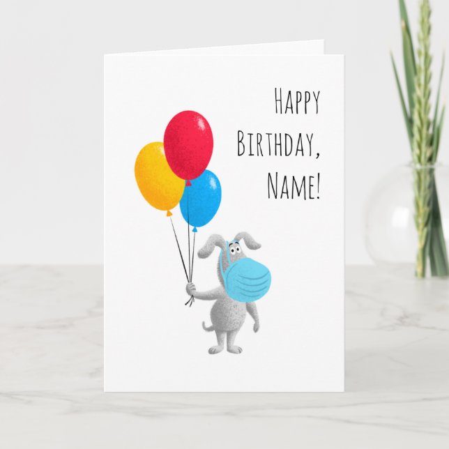 Tarjeta Felices globos de cachorro de cumpleaños de cuaren (Anverso)
