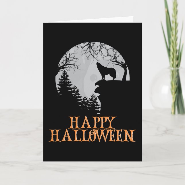 Tarjeta Felices Halloween Gracioso Caracter Asombroso (Anverso)