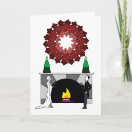 Tarjeta Felices Hoidys Wreath de Poinsettia