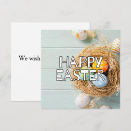 Tarjeta Felices Huevos de Pascua y Cute Blasket