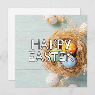 Tarjeta Felices Huevos de Pascua y Cute Blasket