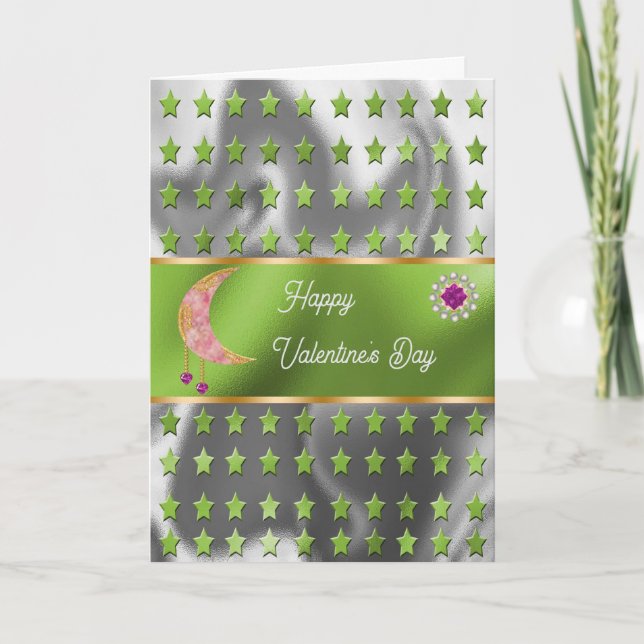 Tarjeta Felices joyas y estrellas de San Valentín (Anverso)