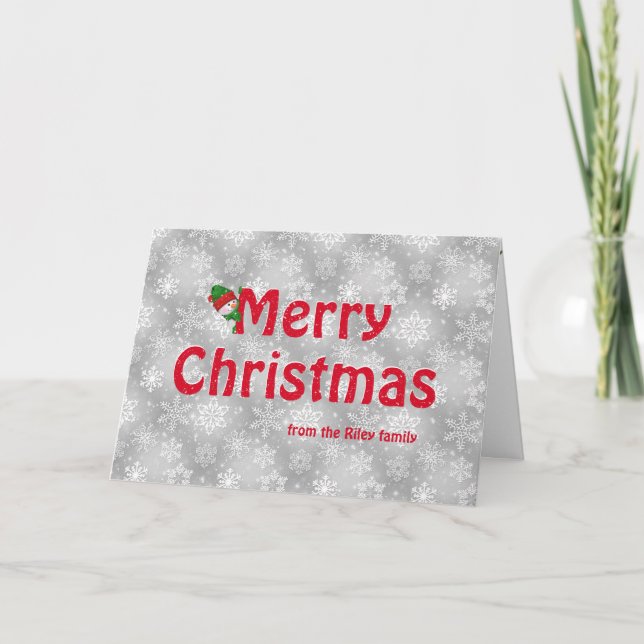 Tarjeta Felices Navidades copos de nieve (Anverso)