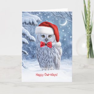 Tarjeta Felices Navidades de vacaciones con búho lindo