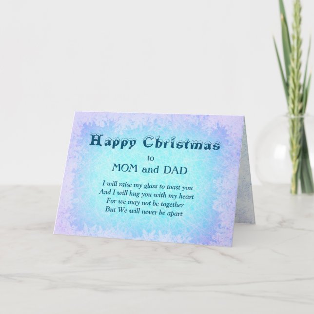 Tarjeta Felices Navidades Mamá y Papá Saludos a Distancia (Anverso)