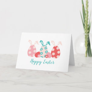 Tarjeta Felices Orejas de Conejito con Huevos Decorados en