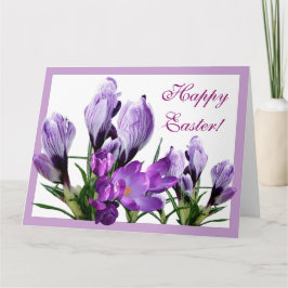 Tarjeta Felices Pascuas Crocus púrpura boho bonito floral