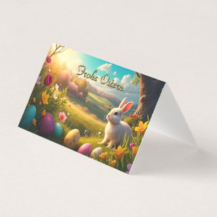 Tarjeta Felices Pascuas en un paisaje primaveral