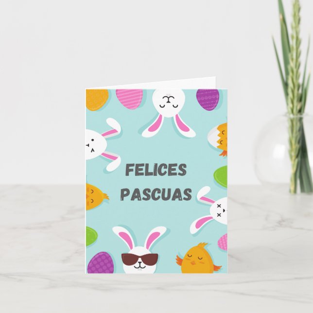 Tarjeta Felices Pascuas, Español Feliz Pascua (Anverso)