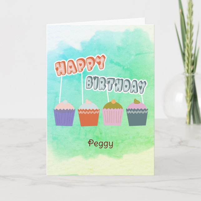 Tarjeta Felices pasteles de cumpleaños en Personalizado az (Anverso)