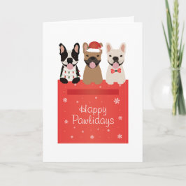 Tarjeta Felices Pawlidays Bulldoges franceses