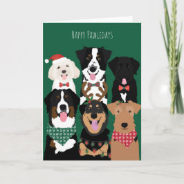Tarjeta Felices Pawlidays Cute Navidades Perros