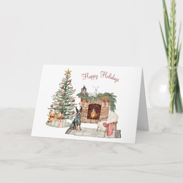 Tarjeta Felices Pawlidays Diseño de Perro - Boyero Austral (Anverso)